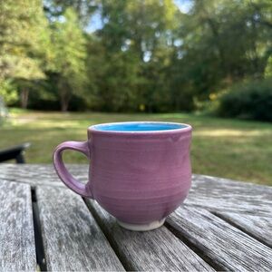 Handmade Pottery Mug – Artisan Ceramic Coffee Cup Gift – Purple & Turquoise